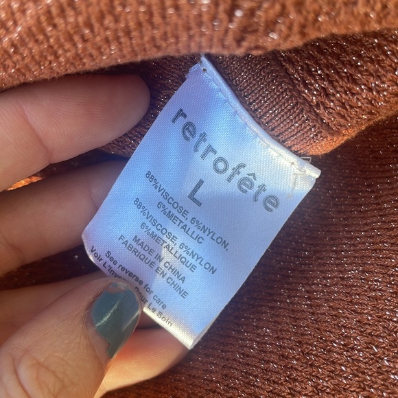 FOGCITYFLEA Retrofete Luxury Glitter Knit Crop stop in Burnt Orange Sedona - Picture 13 of 14